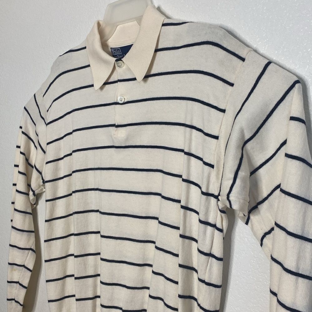 POLO Ralph Lauren Men’s Vintage Striped Long Sleeves Polo Size XL. Made in Italy - Picture 2 of 10